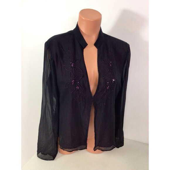 Laura Ashley Silk Blouse Floral Embroidered Womens 10 - Picture 8 of 10